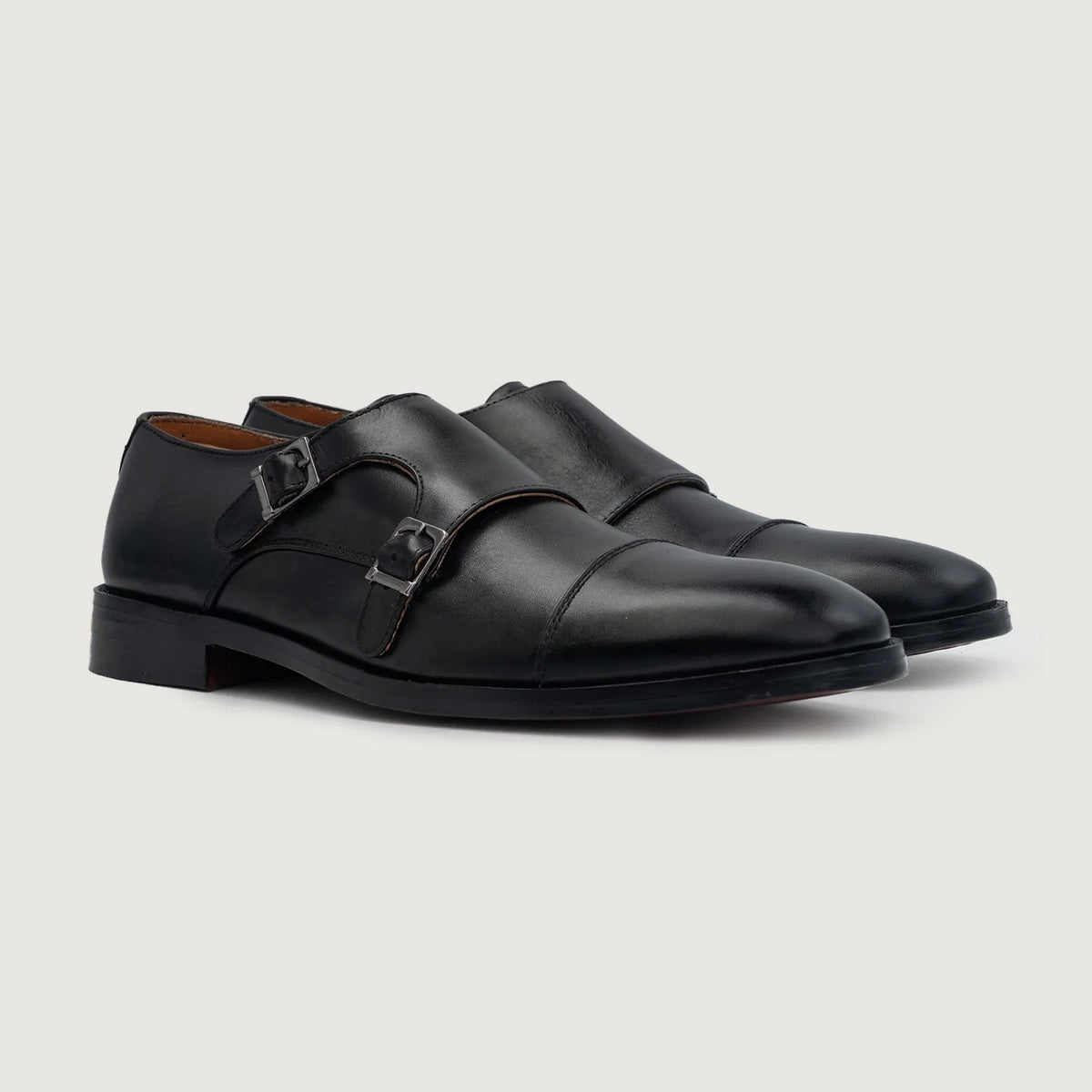 Boston Scarpe a doppia fibbia in pelle nera For Men in vera pelle bovina nera - Vista laterale | Acquista online