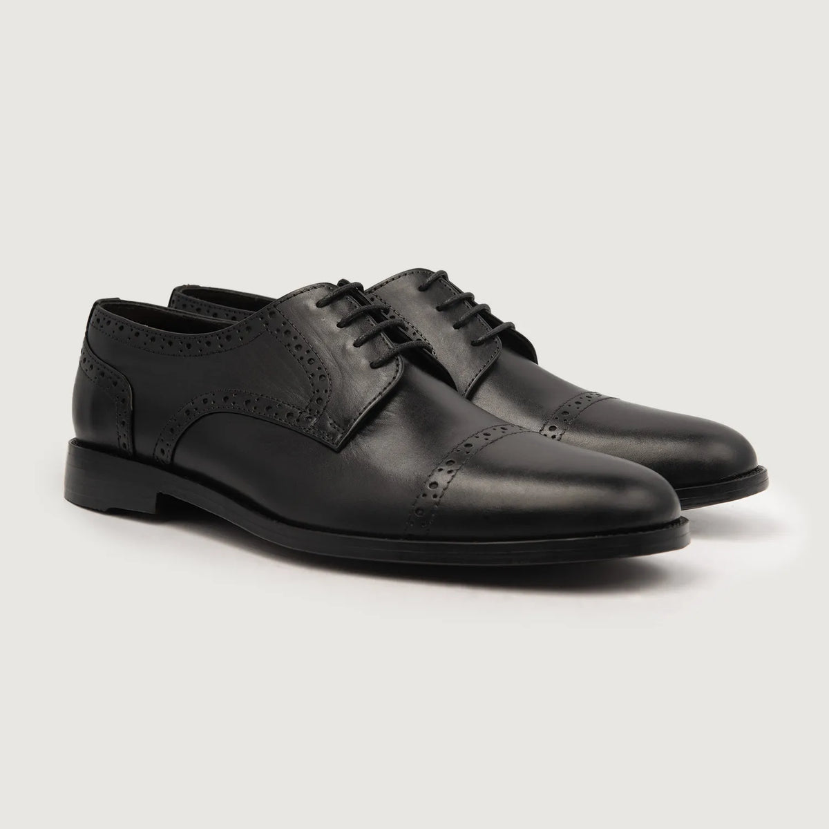 Dirk Brogues Scarpe Derby in pelle nera da Uomo in vera pelle bovina nera - Vista laterale | Acquista online