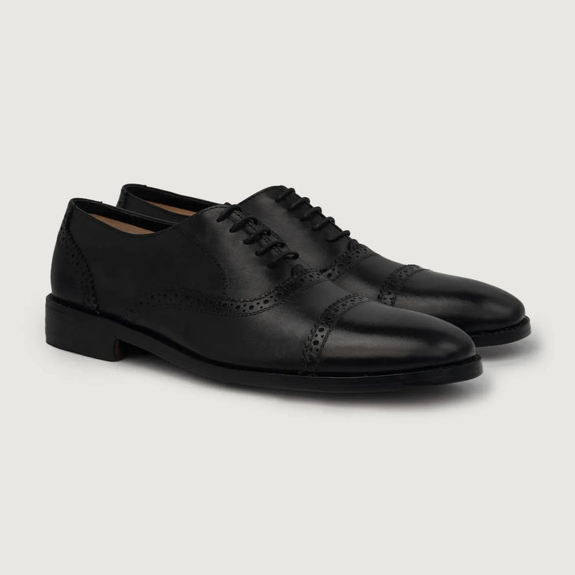 Grigioson Brogues Oxford Nero Scarpe in pelle da Uomo