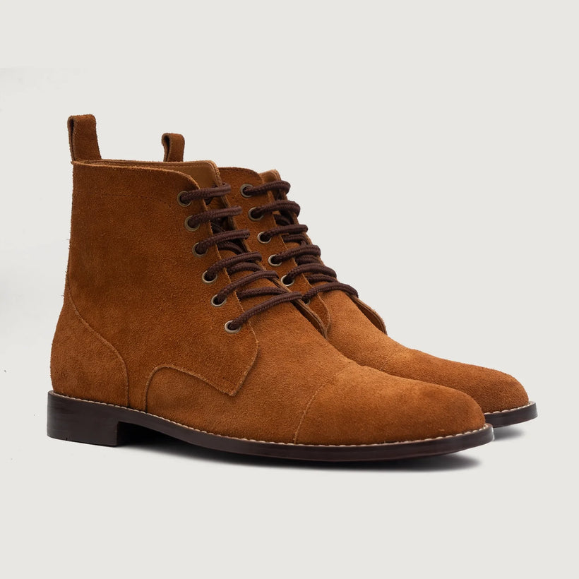 Knight Derby Marrone Suede Stivali in pelle da Uomo