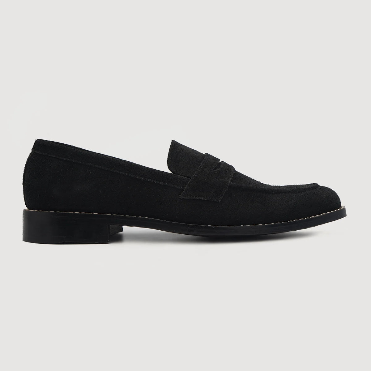 Black Goatskin Suede Leather Loafers - Costruzione Goodyear a guardolo & dettaglio puntale