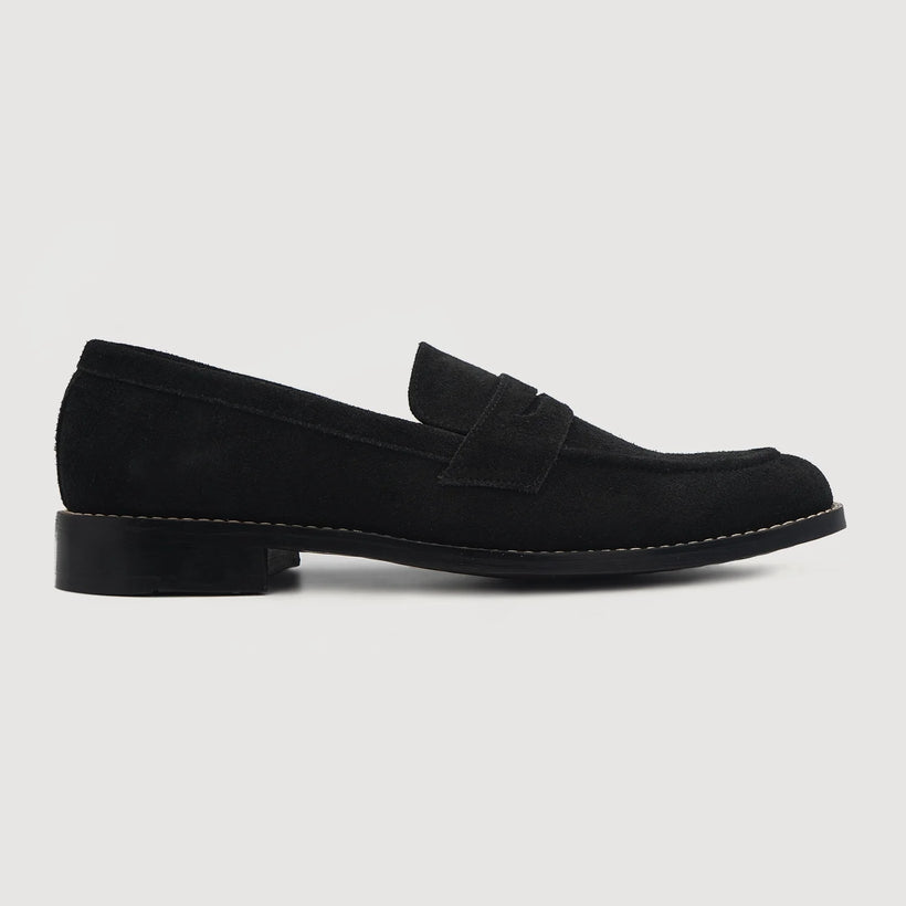 Baxton Nero Suede Leather Loafers da Uomo