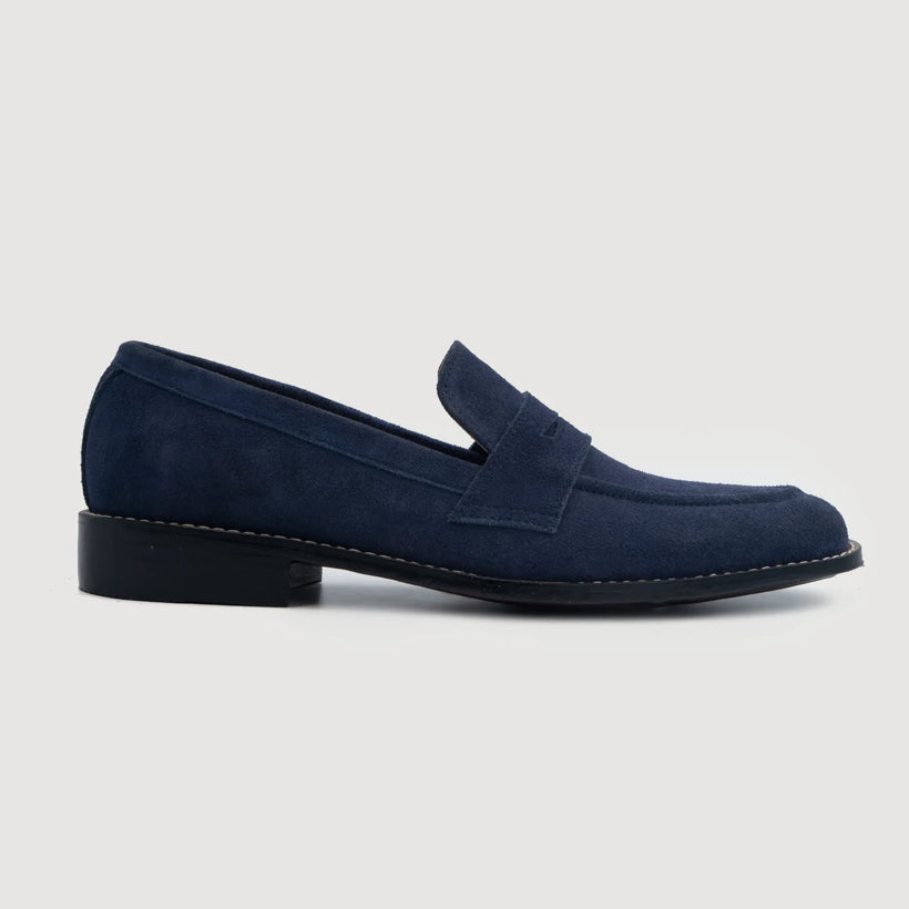 Baxton Blu Suede Mocassini in pelle da Uomo