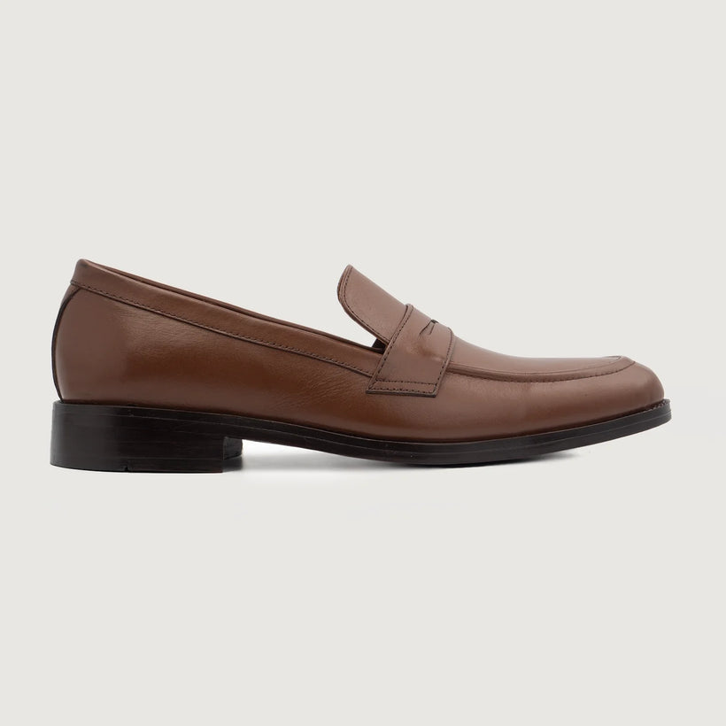 Baxton Marrone Leather Loafers da Uomo