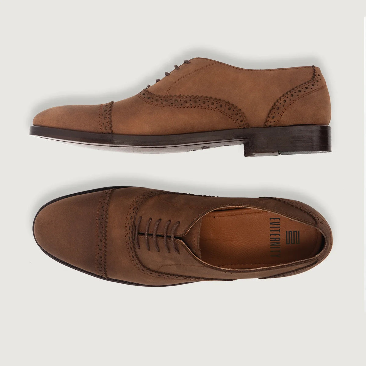Grigioson Brogues Oxford Oil Pull-up Marrone Scarpe in pelle da Uomo - Contrafforte tallone rinforzato & doppie cuciture di precisione