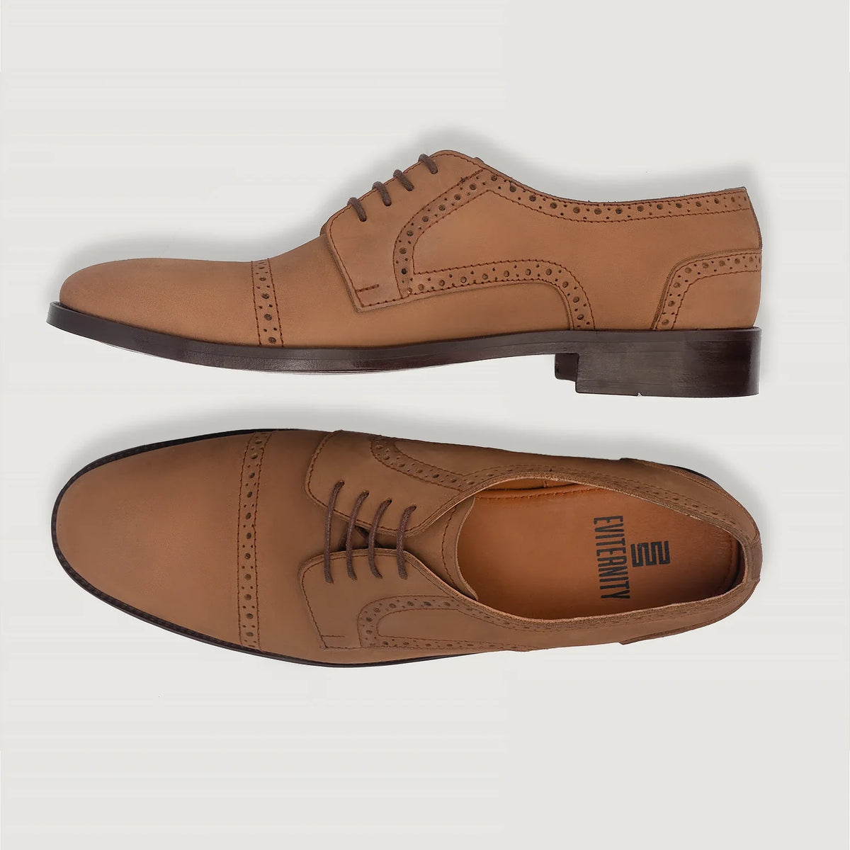 Dirk Brogues Derby Marrone Nubuck Scarpe in pelle da Uomo For Men - Contrafforte tallone rinforzato & doppie cuciture di precisione