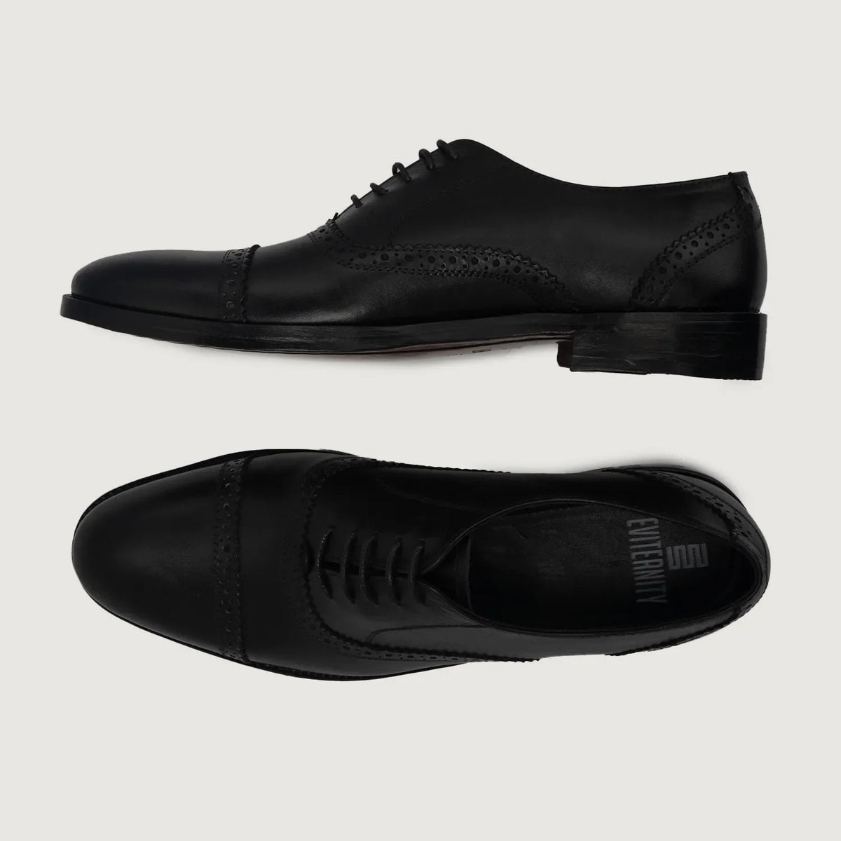 Grigioson Brogues Oxford Nero Scarpe in pelle da Uomo For Men - Contrafforte tallone rinforzato & doppie cuciture di precisione