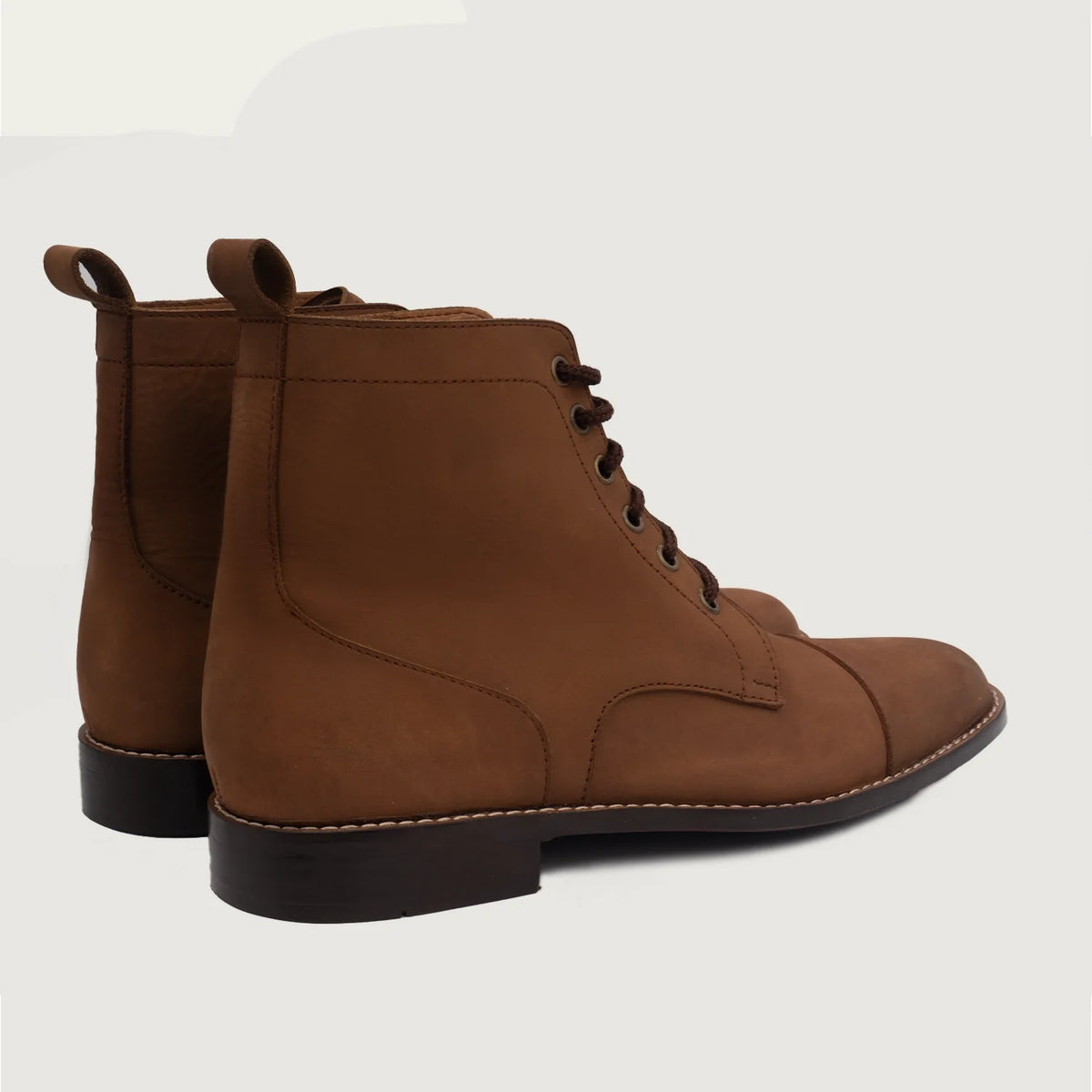 Knight Derby Brown Leather Boots For Men - Contrafforte tallone rinforzato & doppie cuciture di precisione
