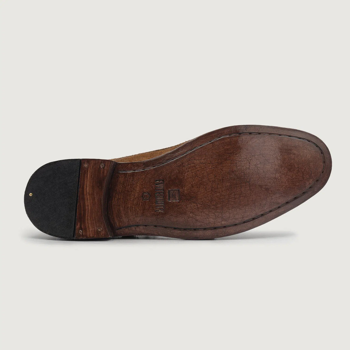 High-Traction Rubber Outsole & Lug Tread Pattern on Boston Scarpe a doppia fibbia Marrone Suede Scarpe in pelle For Men