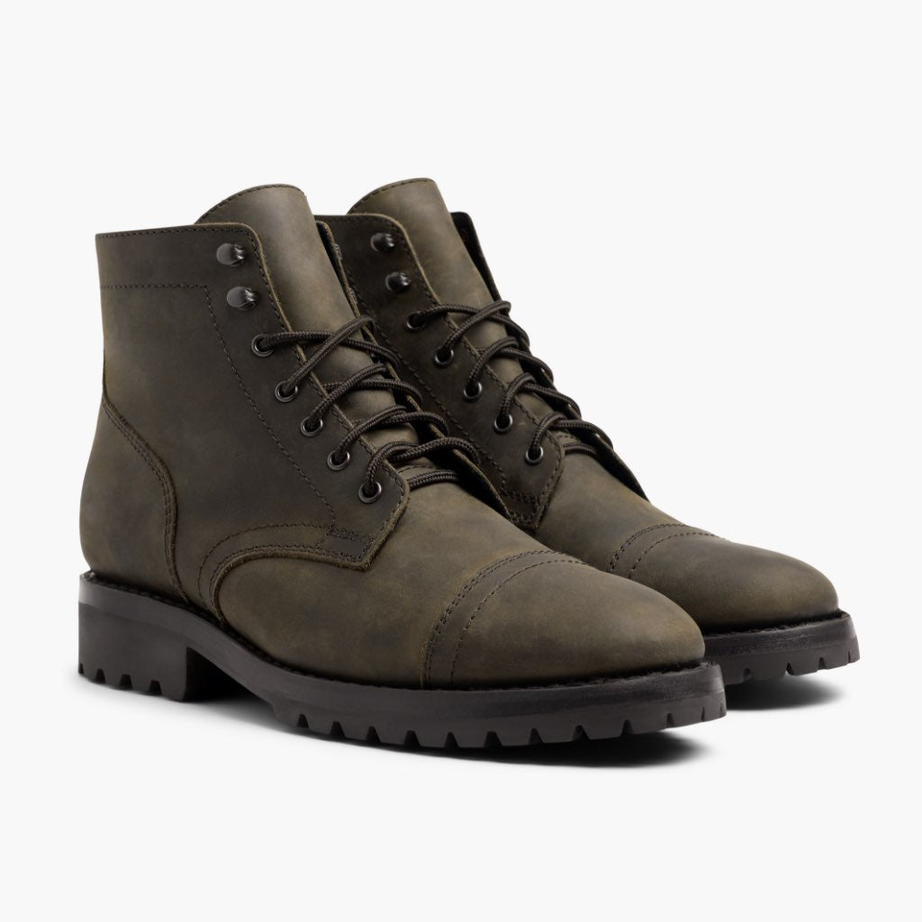 Captain StormKing® Oliva Scuro Opaco Stivali in pelle da Uomo in Olive Full-Grain Leather - Vista laterale | Acquista online