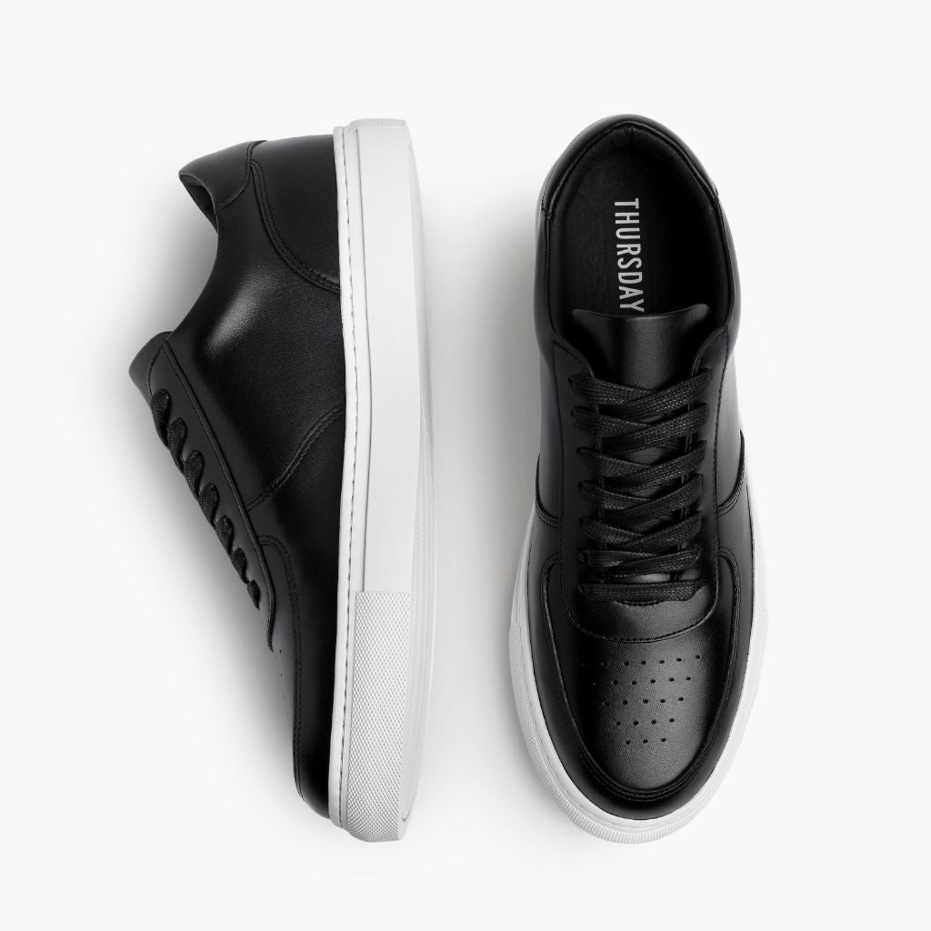 Court Nero Sneakers in pelle da Uomo - Contrafforte tallone rinforzato & doppie cuciture di precisione