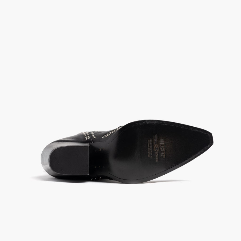 High-Traction Rubber Outsole & Lug Tread Pattern on Icon Nero Stivali in pelle da Donna