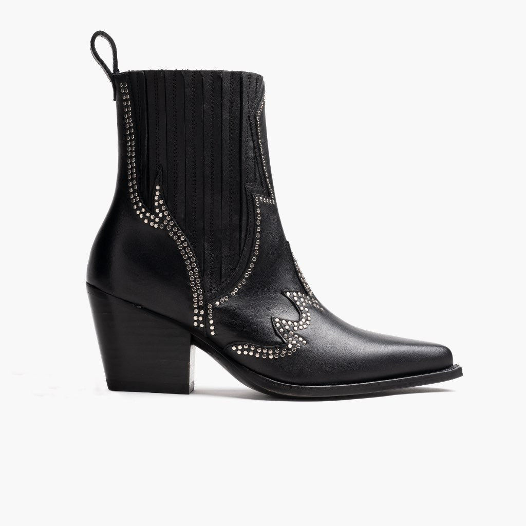 Icon Nero Stivali in pelle da Donna in vera pelle bovina nera - Vista laterale | Acquista online