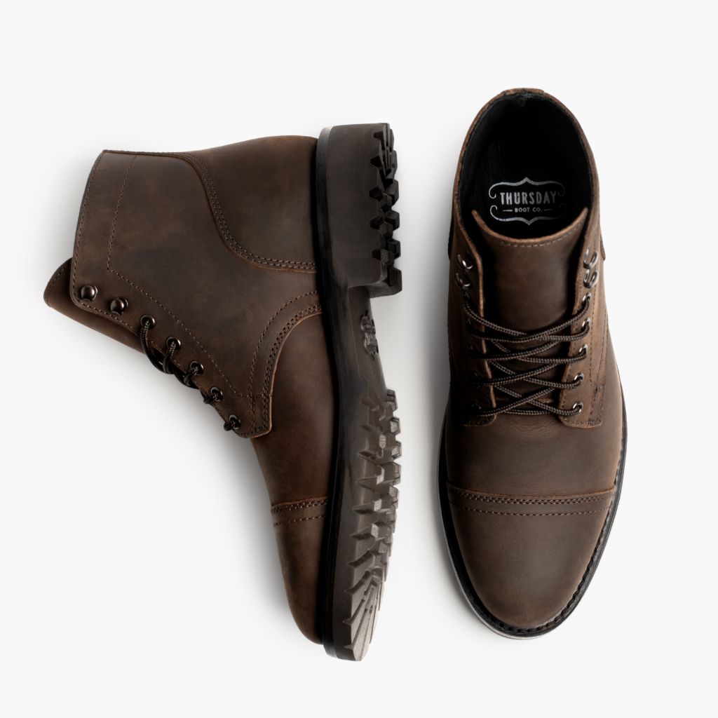 Captain StormKing® Tabacco Stivali in pelle da Uomo - Contrafforte tallone rinforzato & doppie cuciture di precisione