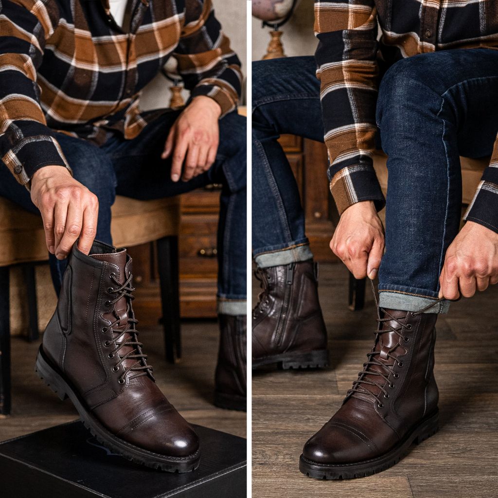 Tailored Rib Cuffs & Hem Craftsmanship Construction Detail on Casa Moto Vecchio Inglese Stivali in pelle da Uomo