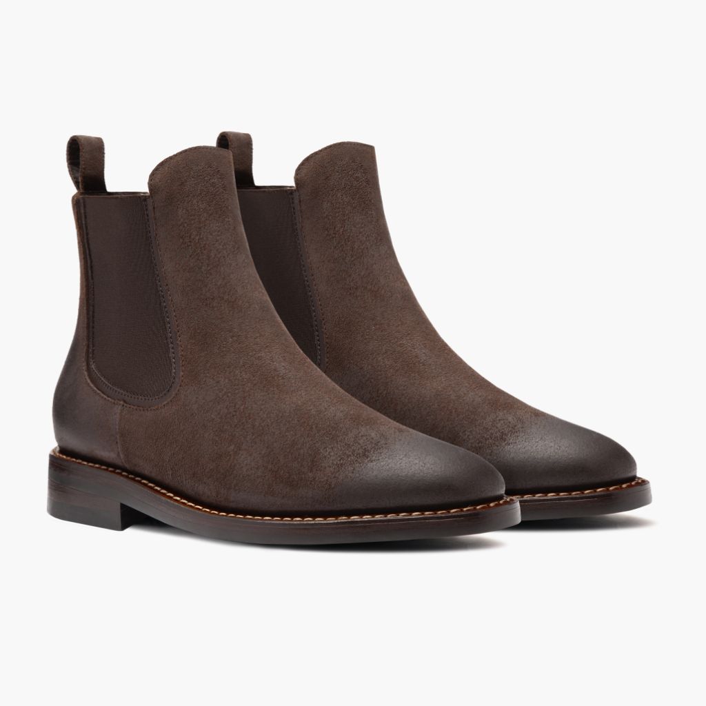Duke Cioccolato Suede Stivali in pelle da Uomo in Chocolate Goatskin Suede - Vista laterale | Acquista online