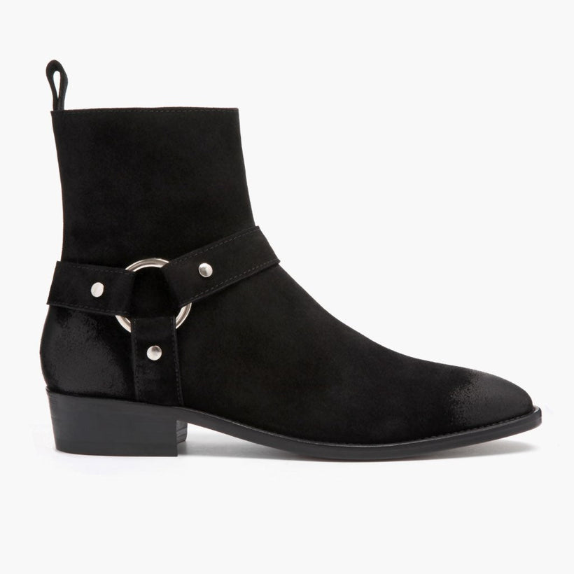 Harness Nero Suede Stivali in pelle da Uomo