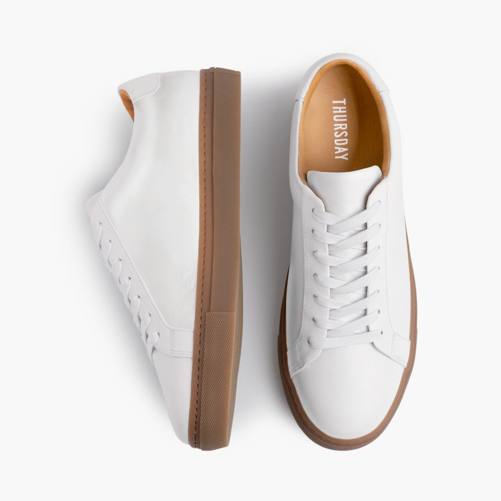 Legacy Bianco Sneakers in pelle da Uomo - Contrafforte tallone rinforzato & doppie cuciture di precisione
