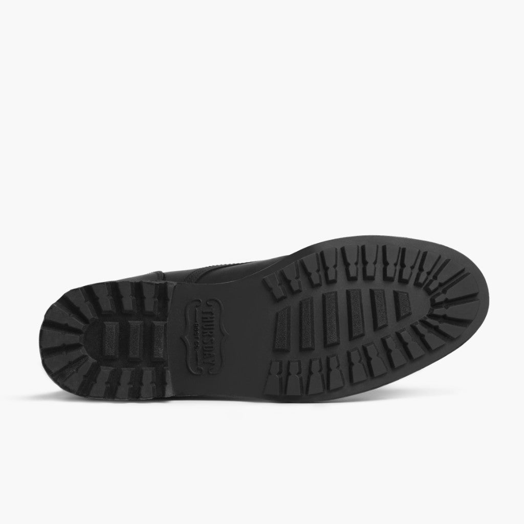 High-Traction Rubber Outsole & Lug Tread Pattern on Logger Nero Opaco Stivali in pelle da Uomo