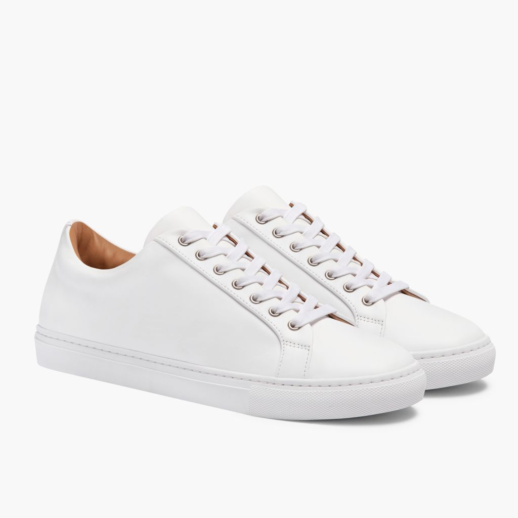 Premier Low Top Bianco Sneakers in pelle da Uomo For Men in White Full-Grain Leather - Vista laterale | Acquista online