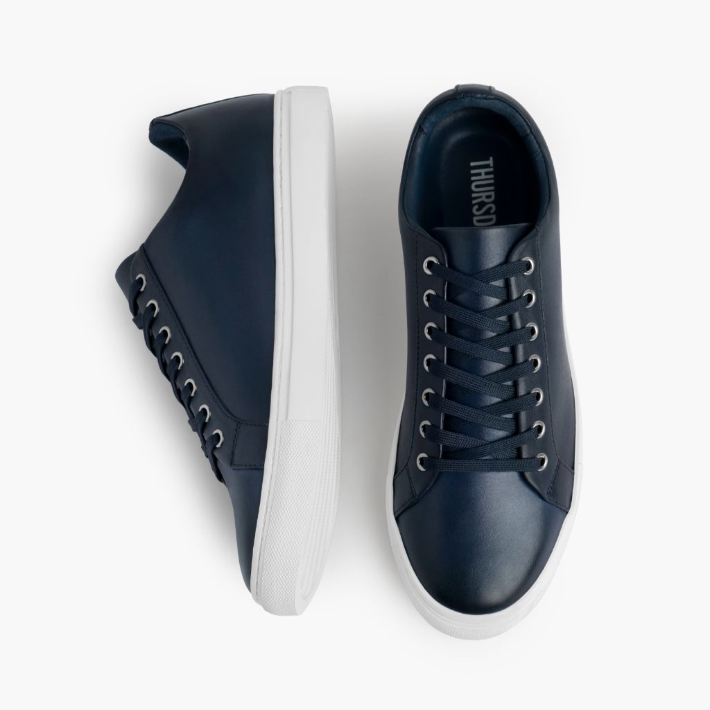 Premier Low Top Deep Blu Sneakers in pelle da Uomo For Men - Contrafforte tallone rinforzato & doppie cuciture di precisione