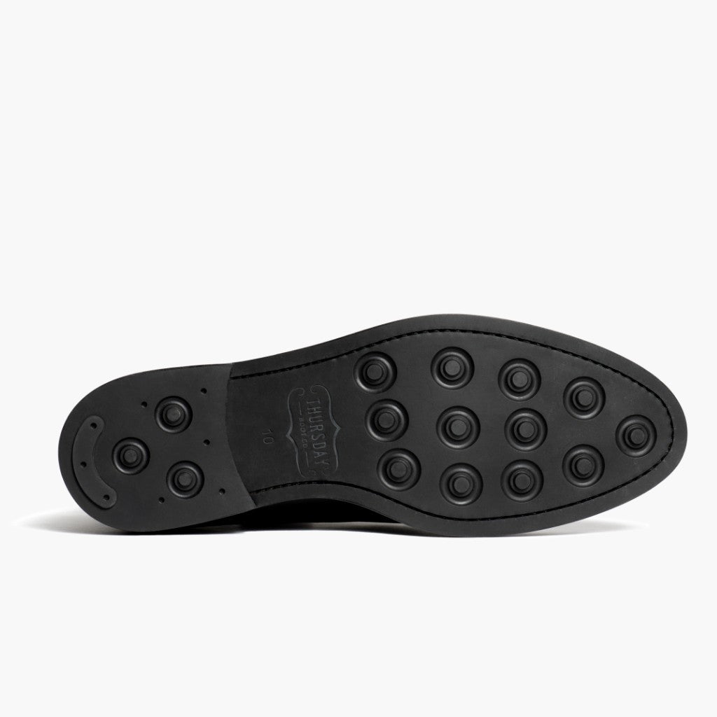 High-Traction Rubber Outsole & Lug Tread Pattern on Cadet Nero Stivali in pelle da Uomo