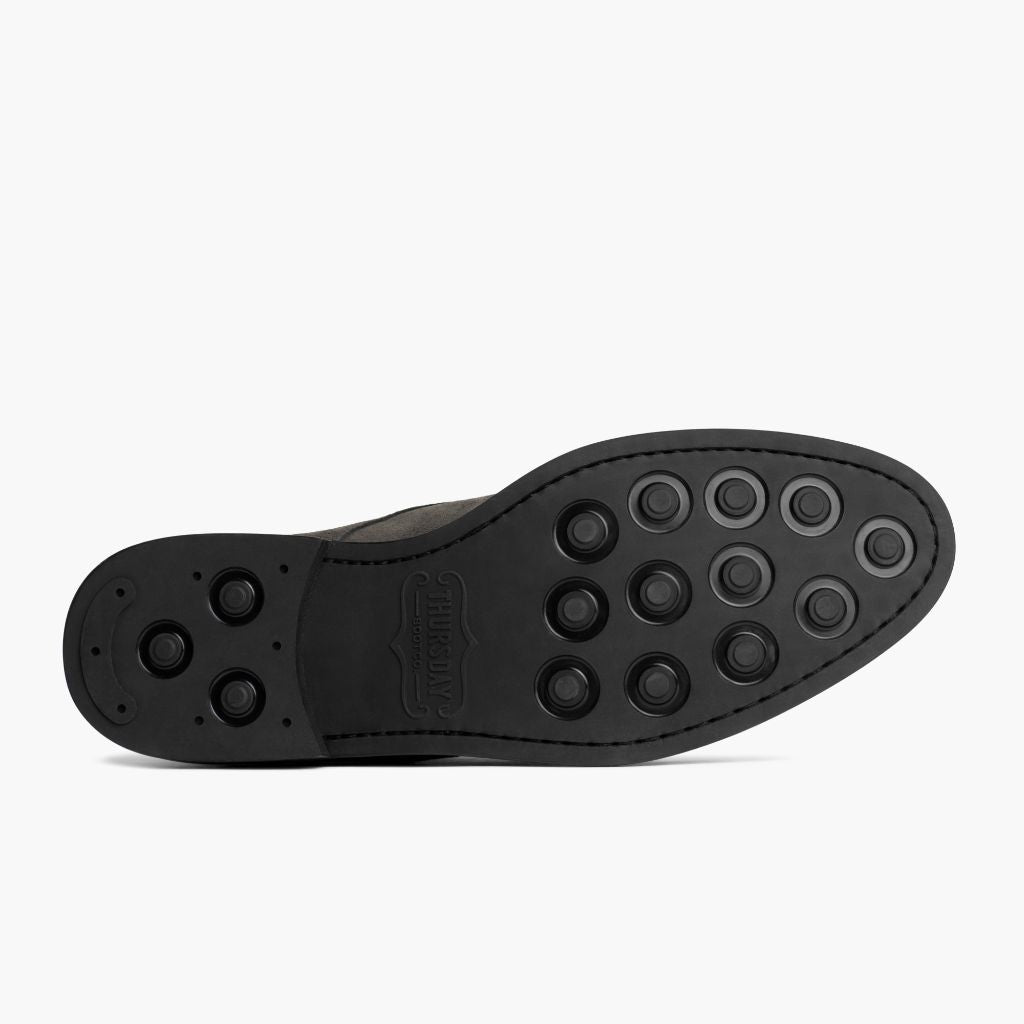 High-Traction Rubber Outsole & Lug Tread Pattern on Cadet Grigio Ombra Stivali in pelle da Uomo