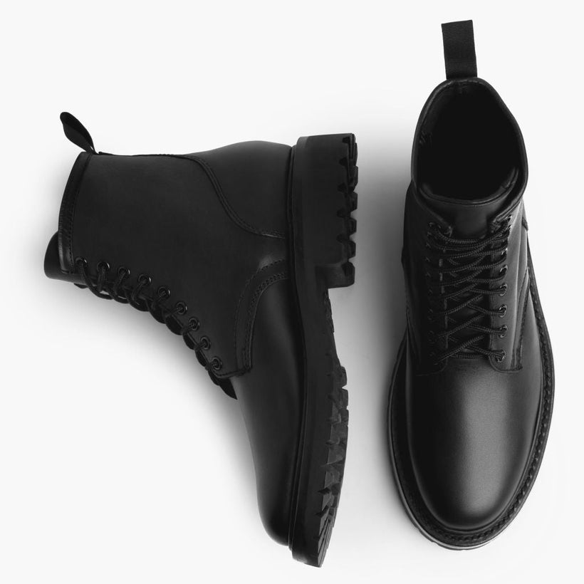 Stomper Nero (No Zipper) Leather Boots da Uomo