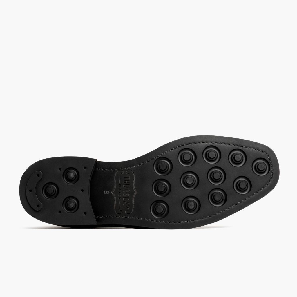 High-Traction Rubber Outsole & Lug Tread Pattern on Wingtip Nero Stivali in pelle da Uomo For Men