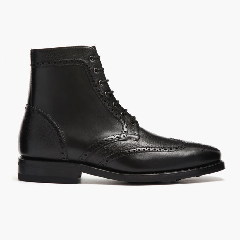 Wingtip Nero Leather Boots da Uomo