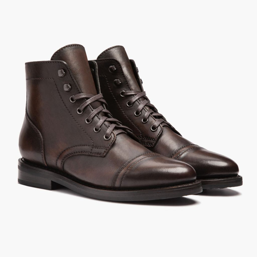 Captain Nero Coffee Leather Boots da Donna