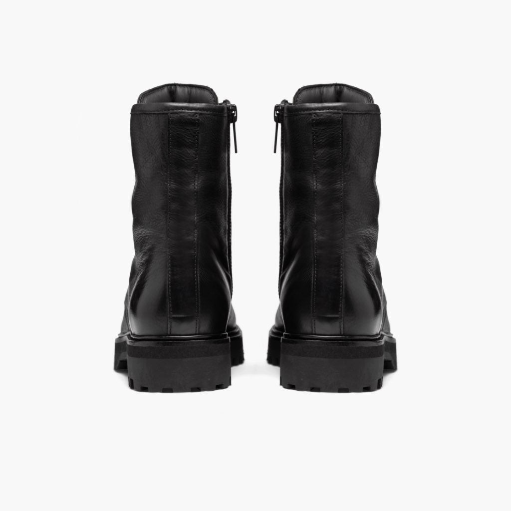 Combat Nero Stivali in pelle da Donna - Contrafforte tallone rinforzato & doppie cuciture di precisione