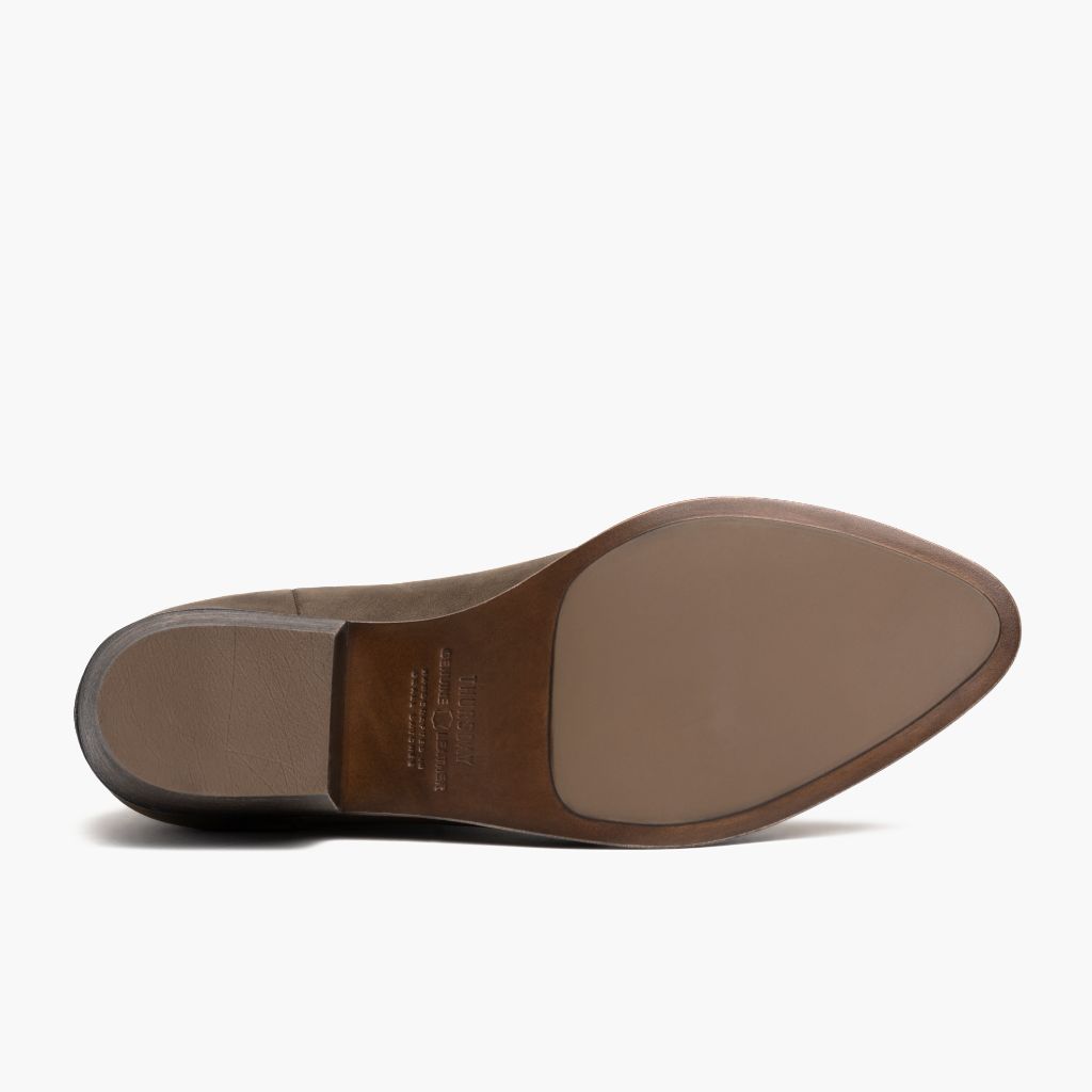 High-Traction Rubber Outsole & Lug Tread Pattern on Dreamer Bootie Tabacco Stivali in pelle da Donna