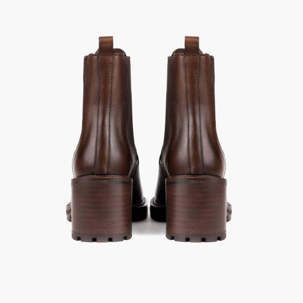Knockout Cioccolato Stivali in pelle da Donna - Contrafforte tallone rinforzato & doppie cuciture di precisione