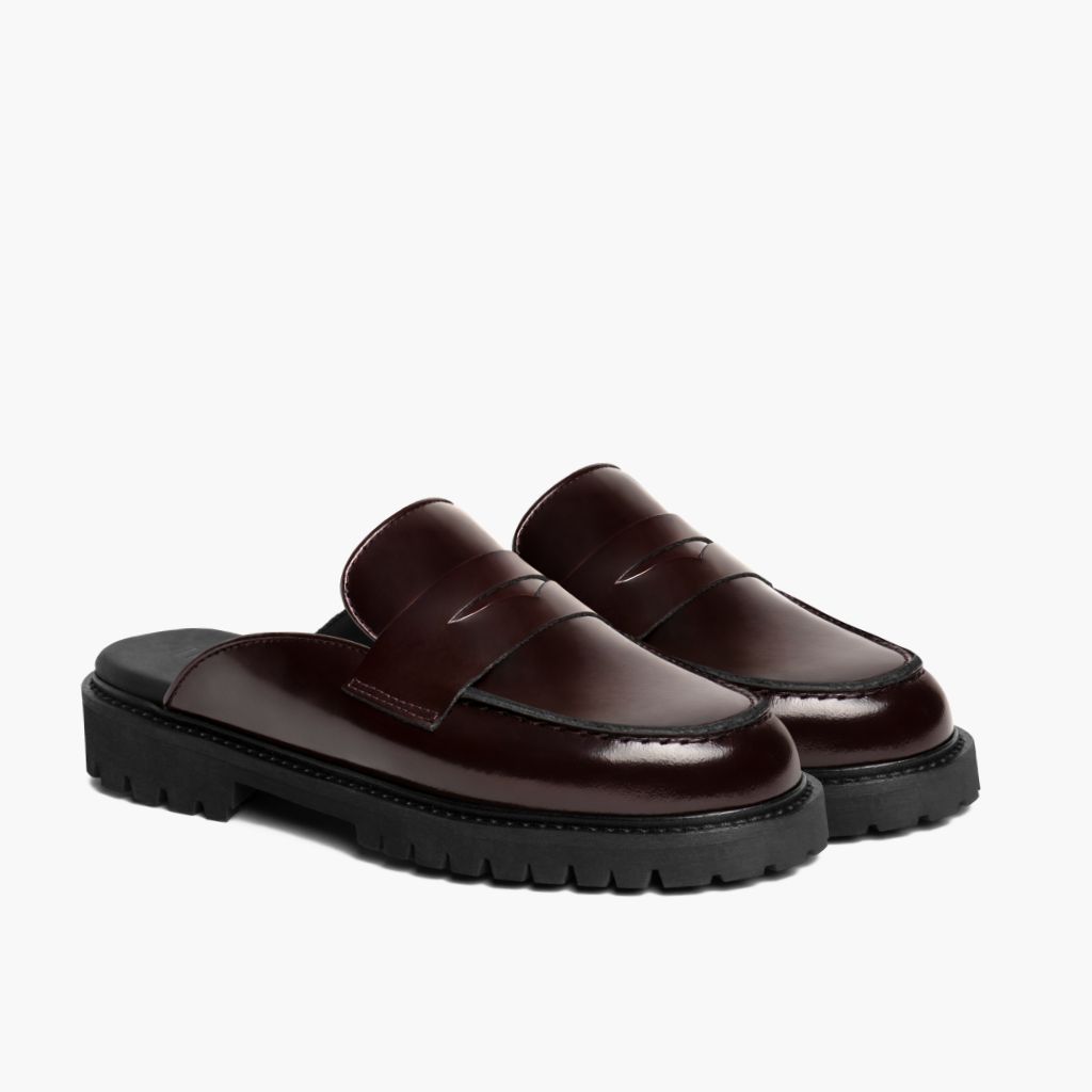Penny Mule Bordeaux Stivali in pelle da Donna in Burgundy Full-Grain Leather - Vista laterale | Acquista online