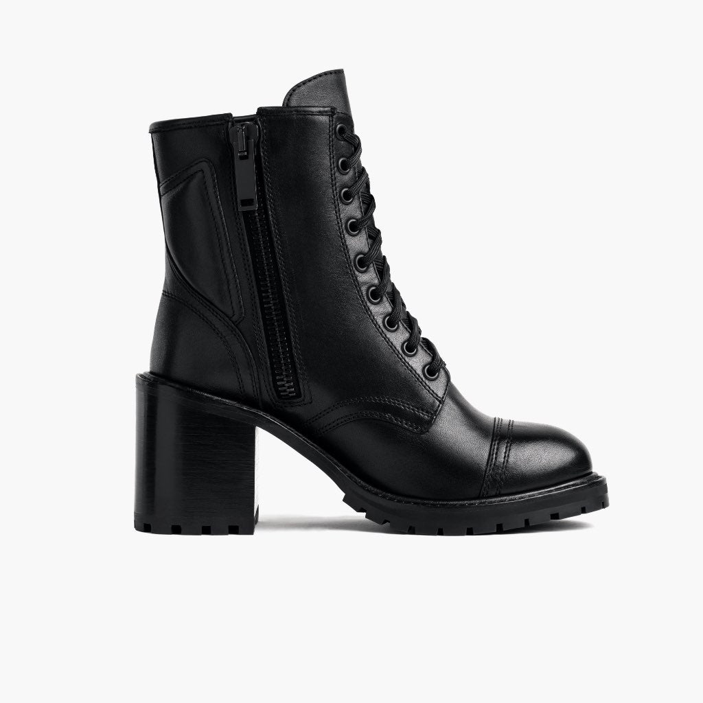 Rebel Nero Stivali in pelle da Donna in vera pelle bovina nera - Vista laterale | Acquista online