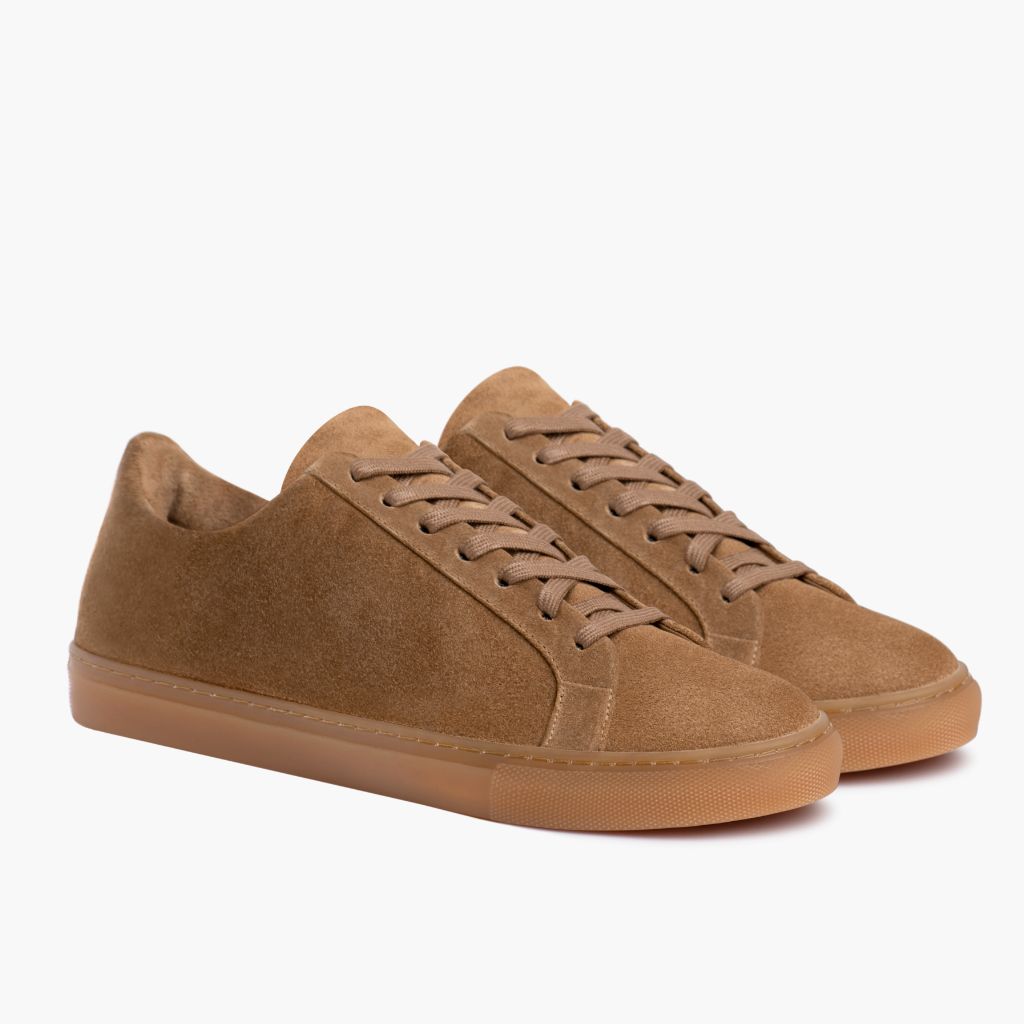 Premier Low Top Camel Sneakers in pelle da Donna in Camel Full-Grain Leather - Vista laterale | Acquista online