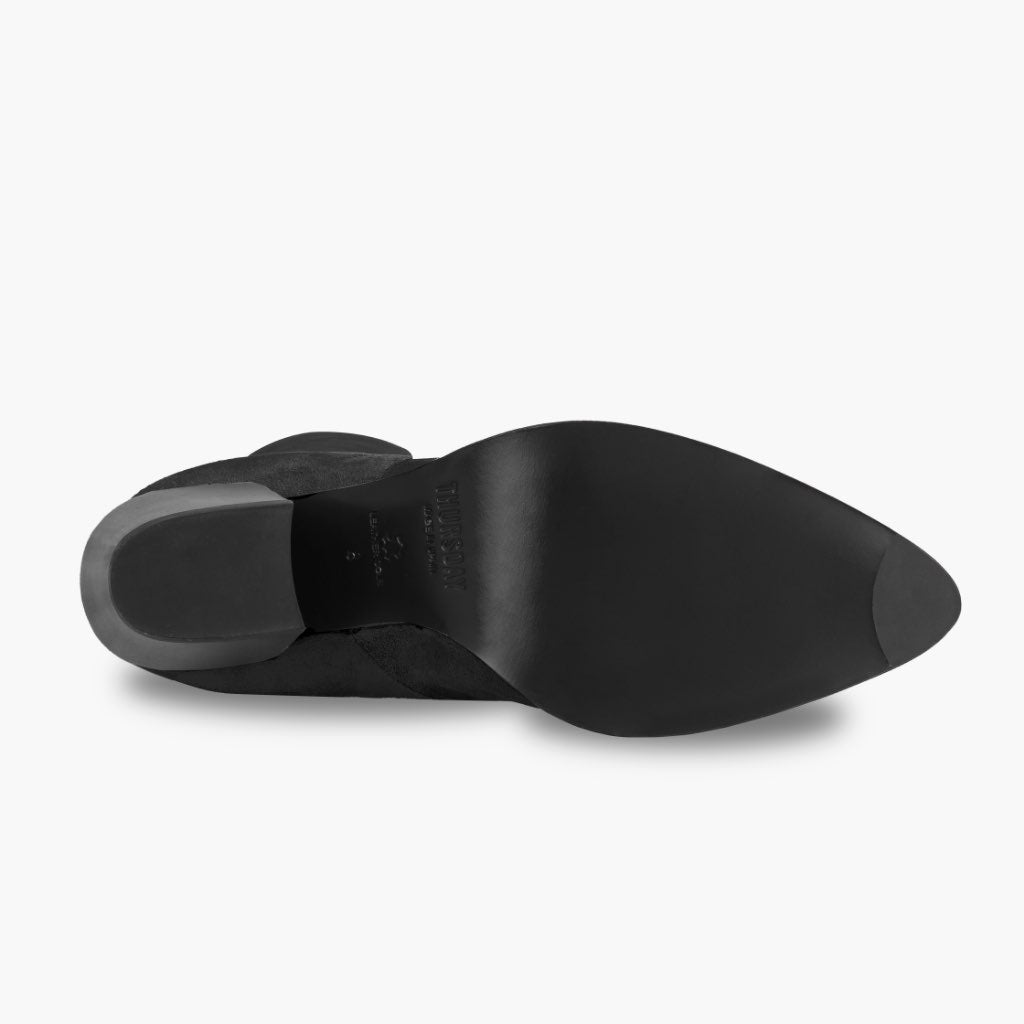 High-Traction Rubber Outsole & Lug Tread Pattern on Tempest Nero Stivali in pelle da Donna