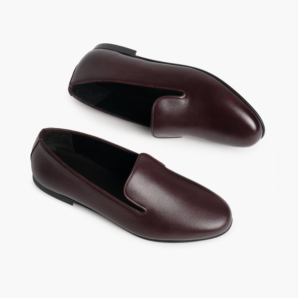 High-Traction Rubber Outsole & Lug Tread Pattern on Eden Bordeaux Stivali in pelle da Donna