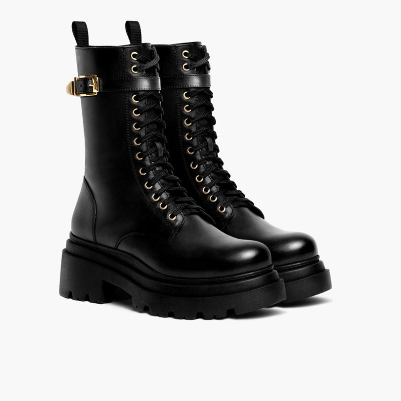 Fatale Nero & Gold Stivali in pelle da Donna