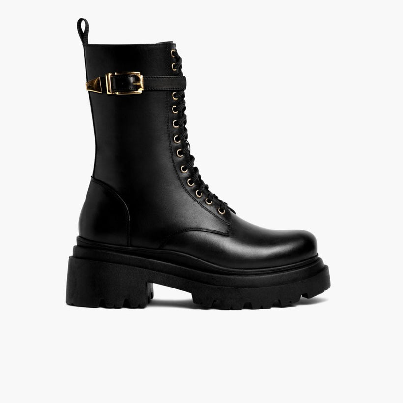 Fatale Nero & Gold Stivali in pelle da Donna