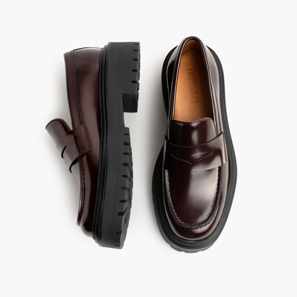 Penny Platform Bordeaux Stivali in pelle da Donna - Contrafforte tallone rinforzato & doppie cuciture di precisione
