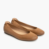 Women's Scrunch Tan Embossed Leather Boots in Tan Full-Grain Leather - Lateral Side Profile View | Buy Online