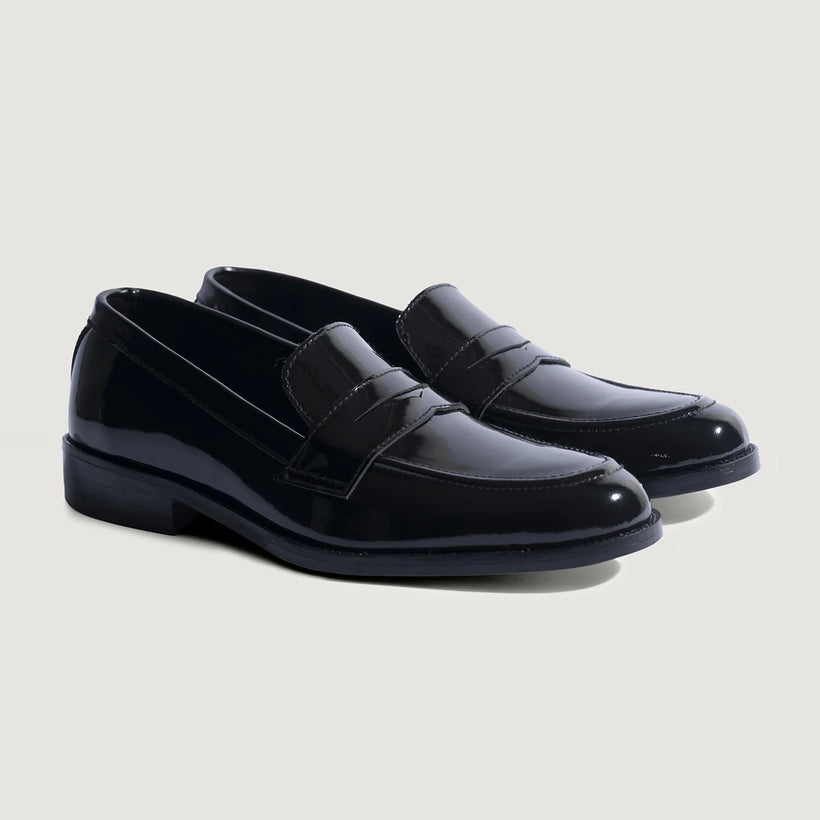 Baxton Nero Patent Leather Loafers da Uomo