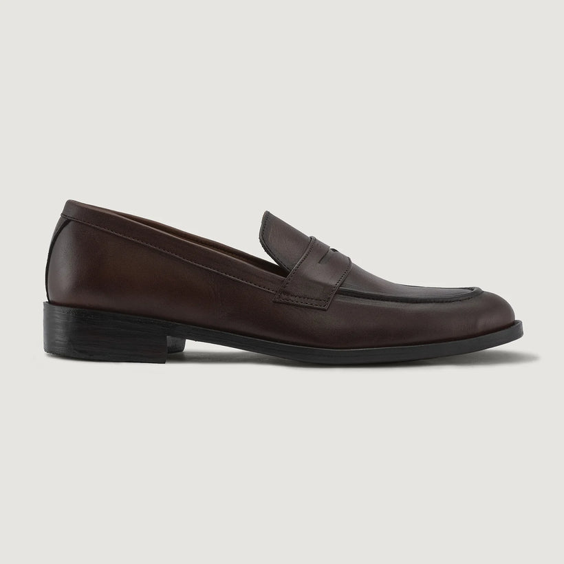 Baxton Burnished Marrone Leather Loafers da Uomo