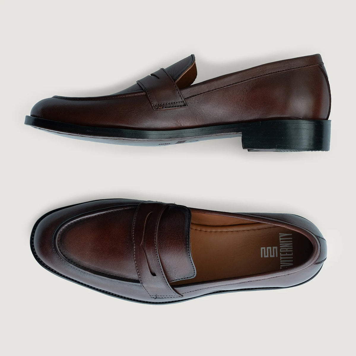 Baxton Burnished Marrone Mocassini in pelle da Uomo For Men - Contrafforte tallone rinforzato & doppie cuciture di precisione
