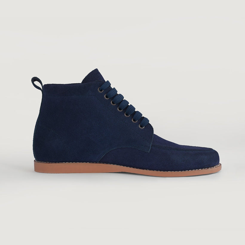 Bearman Stivali Moc Toe in camoscio blu da Uomo