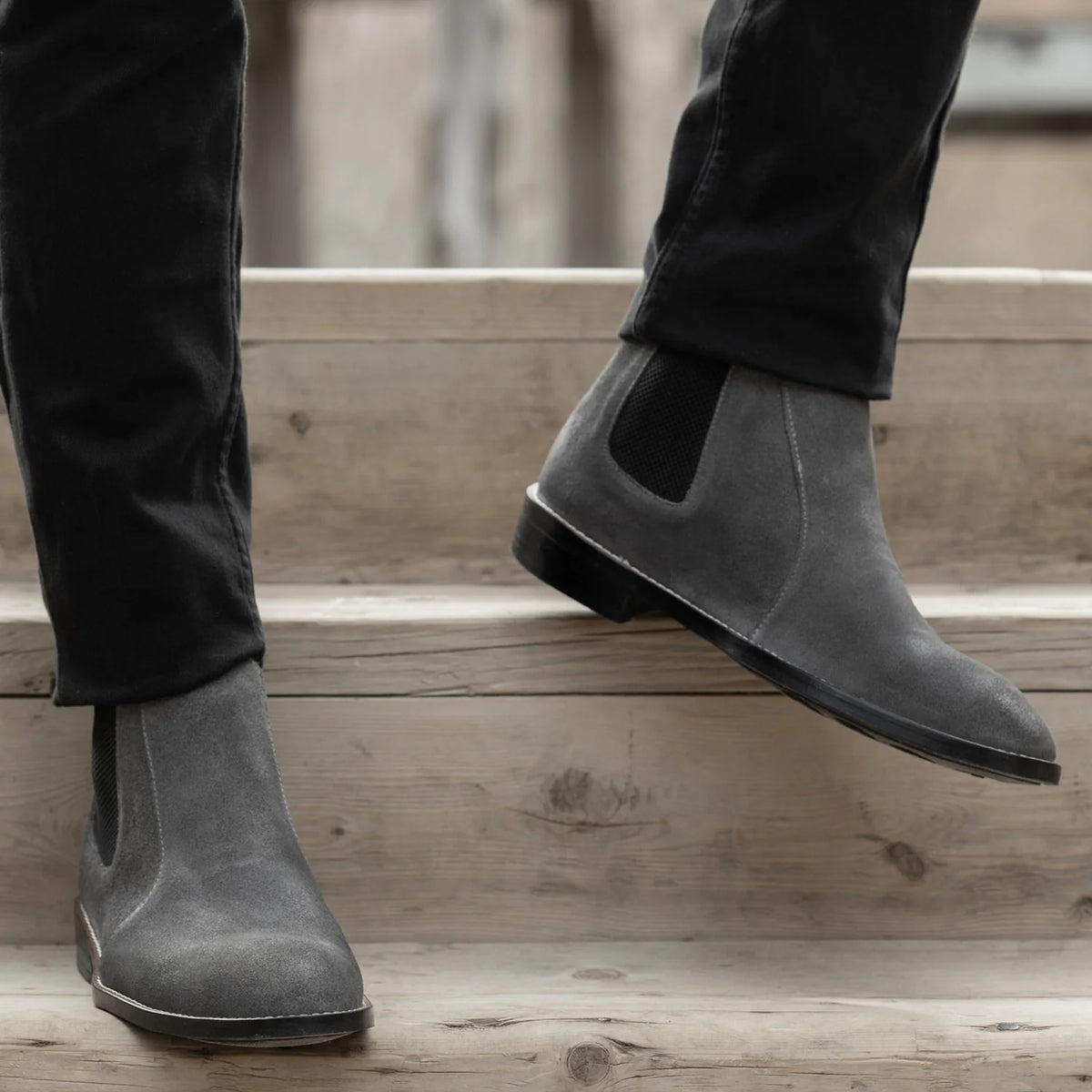 Orlaven Clarkson Chelsea Grigio Suede Stivali in pelle - StudGuard da Uomo footwear image 9