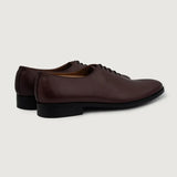 Close-Up Detail of Classic Collar & Heavy-Duty Zipper Hardware on Director Wholecut Maroon Leather Shoes For Men