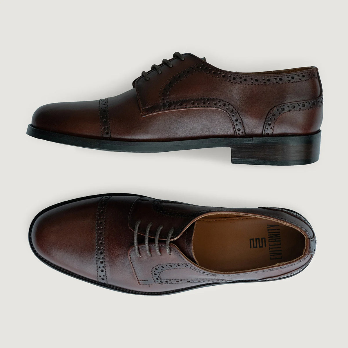 Dirk Brogues Derby Burnished Marrone Scarpe in pelle da Uomo For Men - Contrafforte tallone rinforzato & doppie cuciture di precisione